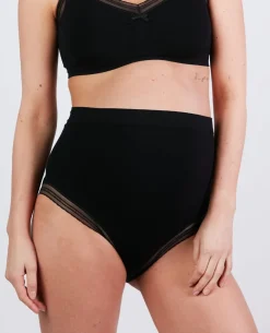 Cache Cœur Culottes De Grossesse|Culottes Et Shortys-Maxi culotte de grossesse sans couture Milk Noir