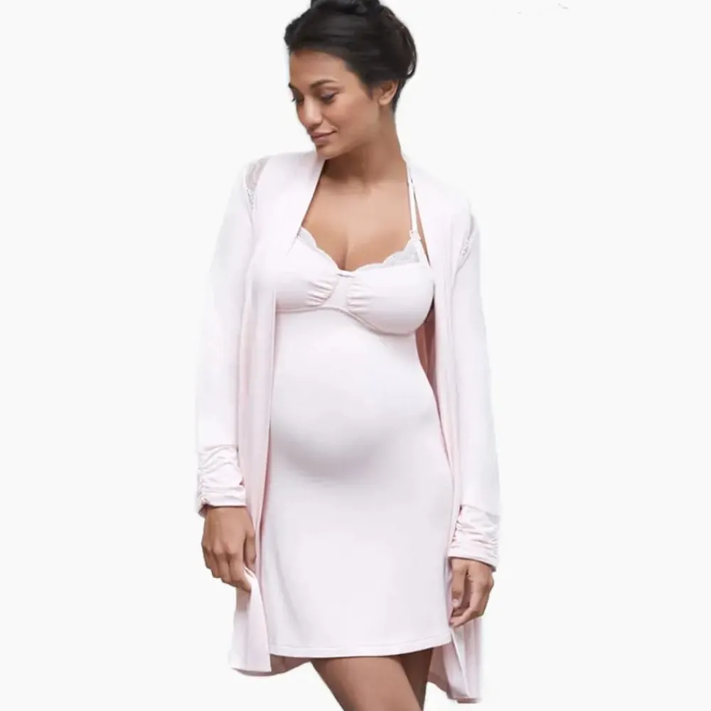 Cache Cœur Nuisettes Grossesse-Nuisette de grossesse et d'allaitement Serenity pétale Rose
