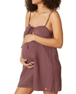 Cache Cœur Homewear|Nuisettes Grossesse-Nuisette de grossesse et d'allaitement Trousseau Prune
