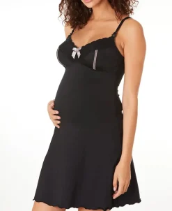 Cache Cœur Pyjamas & Homewear-Nuisette de grossesse et d'allaitement Lisa noir