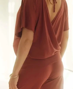 Cache Cœur Homewear|Pyjamas Grossesse-Pantalon 7/8ème de grossesse Origin terracotta