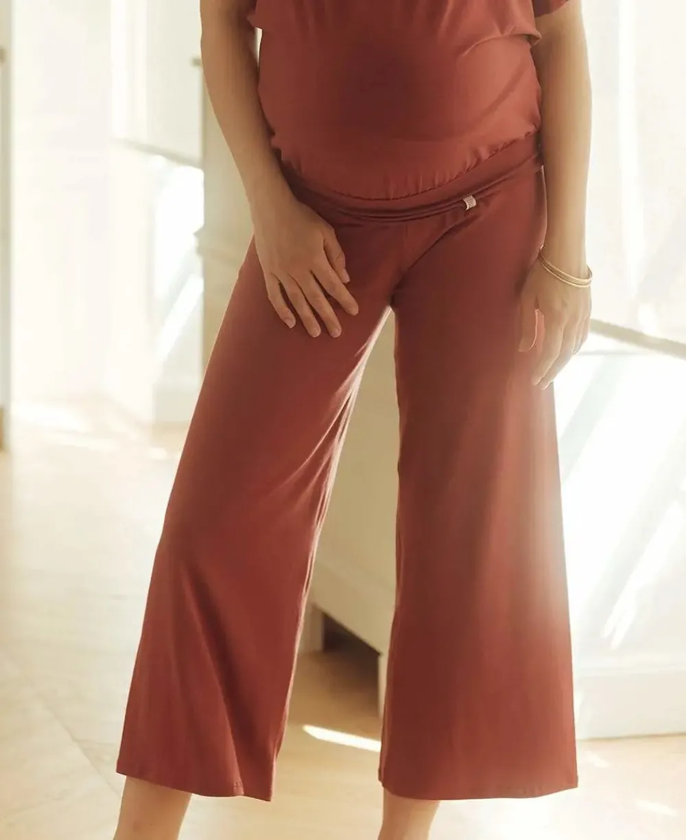 Cache Cœur Homewear|Pyjamas Grossesse-Pantalon 7/8ème de grossesse Origin terracotta