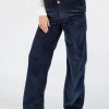 Cache Cœur Jeans-Pantalon velours de grossesse Clyde marine