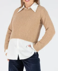 Cache Cœur Pulls D'allaitement|Hauts-Pull crop top de grossesse et d'allaitement Gaspard camel
