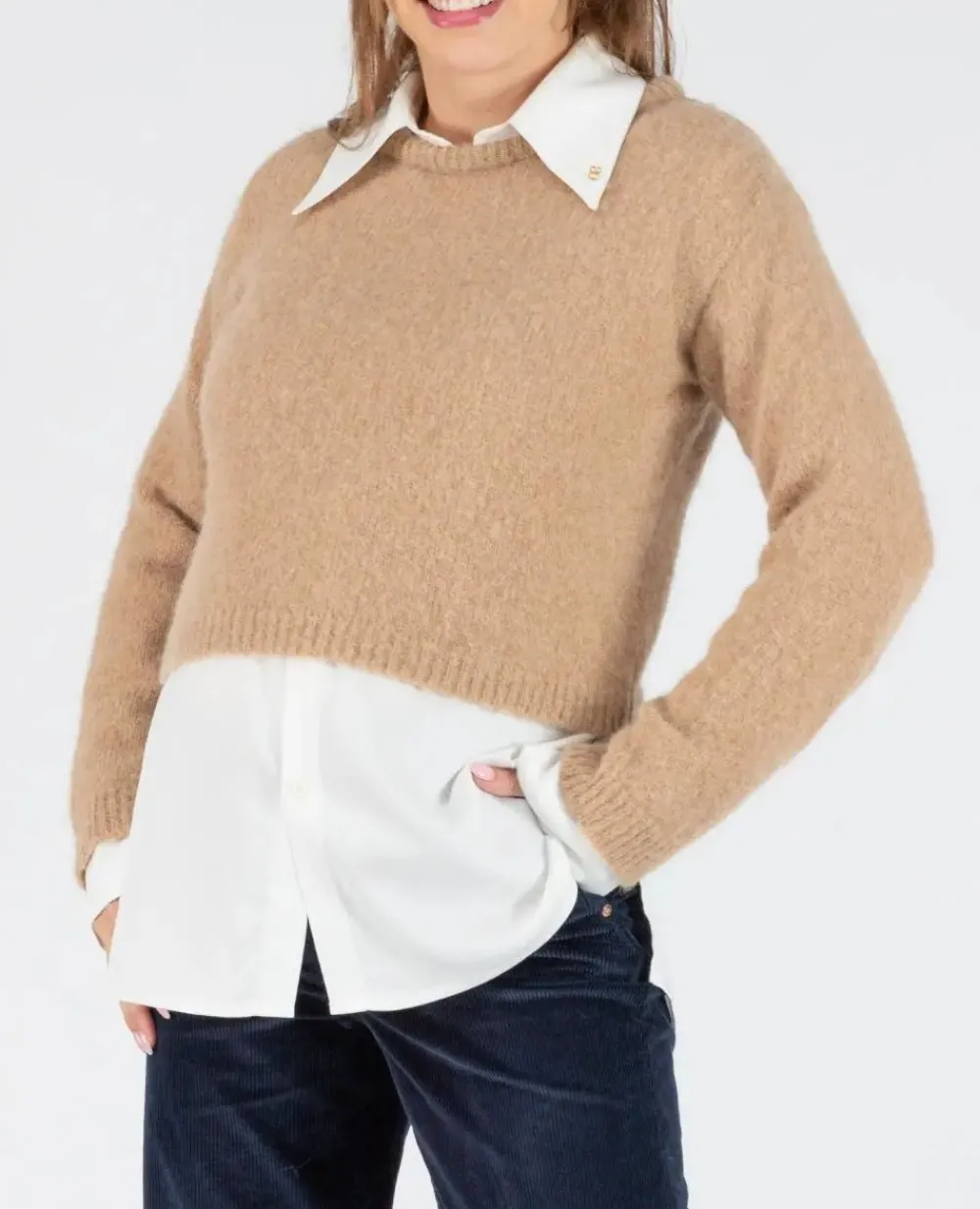 Cache Cœur Pulls D'allaitement|Hauts-Pull crop top de grossesse et d'allaitement Gaspard camel