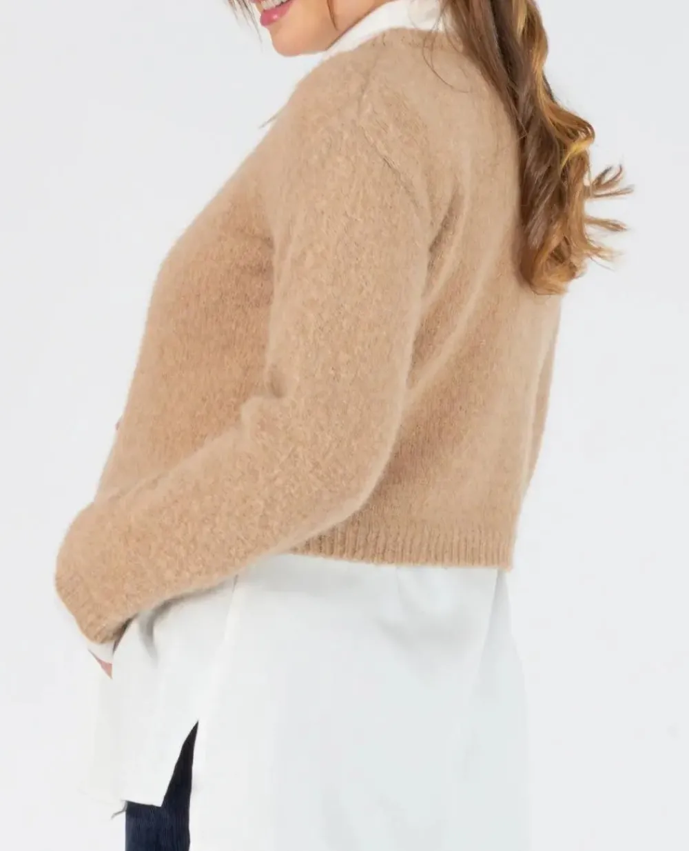 Cache Cœur Pulls D'allaitement|Hauts-Pull crop top de grossesse et d'allaitement Gaspard camel