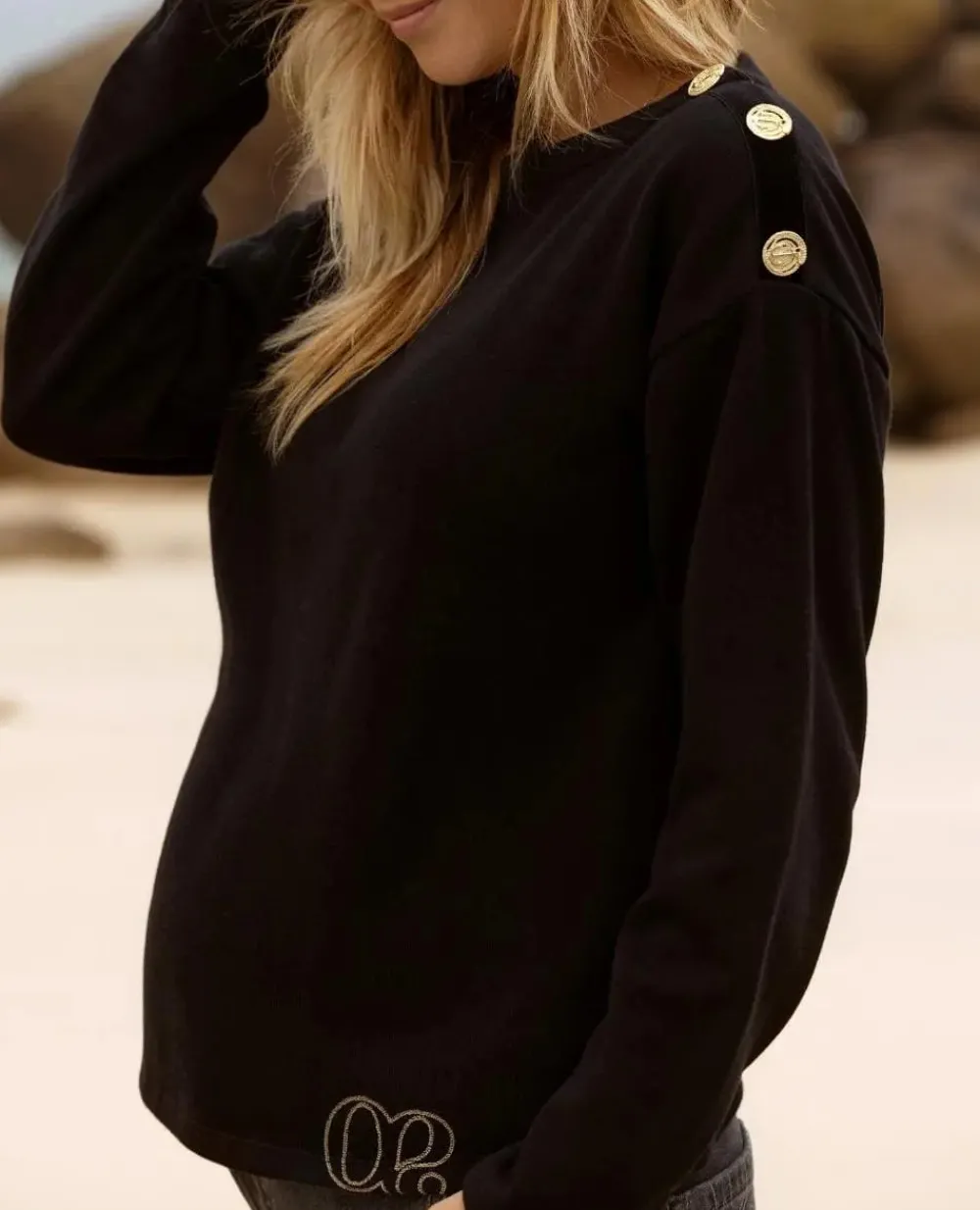 Cache Cœur Pulls D'allaitement|Hauts-Pull marin de grossesse Molene noir