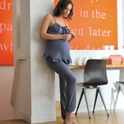 Cache Cœur Homewear|Pyjamas Grossesse-Pyjama de grossesse et d'allaitement DELICIOUS ardoise