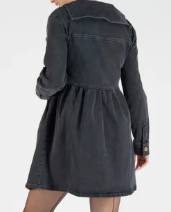 Cache Cœur Robes Et Combinaisons De Maternité|Robes-Robe courte jean de grossesse et d'allaitement Nina gris