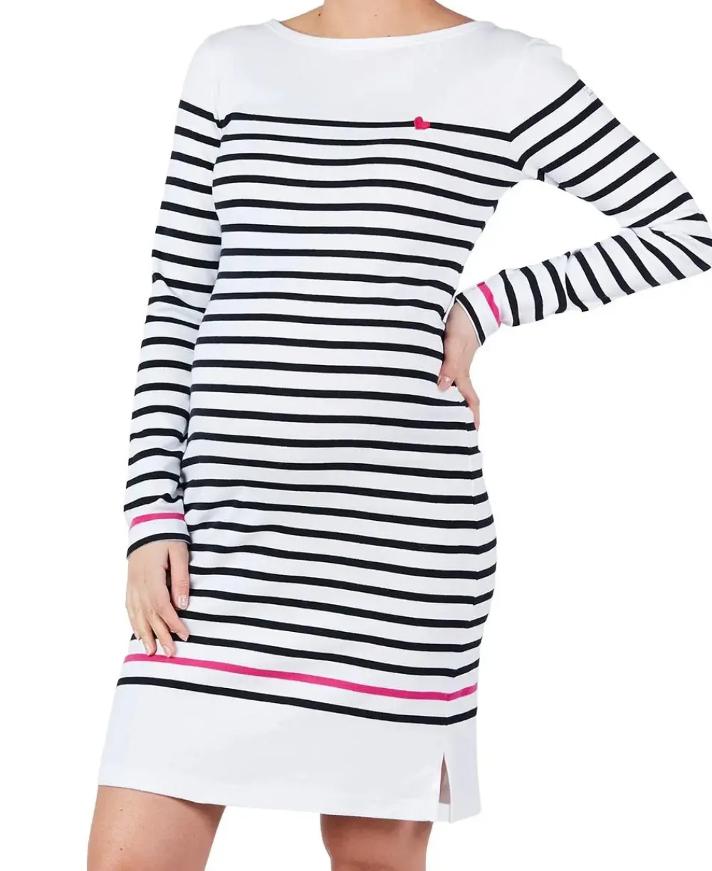Cache Cœur Robes Et Combinaisons De Maternité|Robes-Robe de grossesse marinière blanc et marine Quimper - Made in France
