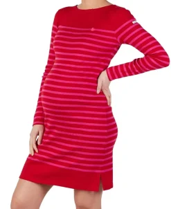 Cache Cœur Robes Et Combinaisons De Maternité|Robes-Robe de grossesse marinière rouge et fuchsia Quimper - Made in France