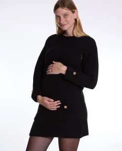 Cache Cœur Robes|Robes Et Combinaisons De Maternité-Robe pull de grossesse et d'allaitement Honey noir