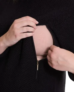 Cache Cœur Robes|Robes Et Combinaisons De Maternité-Robe pull de grossesse et d'allaitement Honey noir
