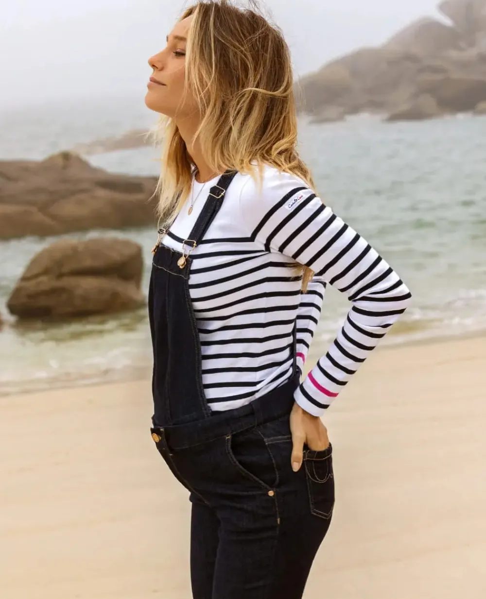 Cache Cœur Salopettes & Combinaisons|Jeans-Salopette de grossesse en jean Sharon brut