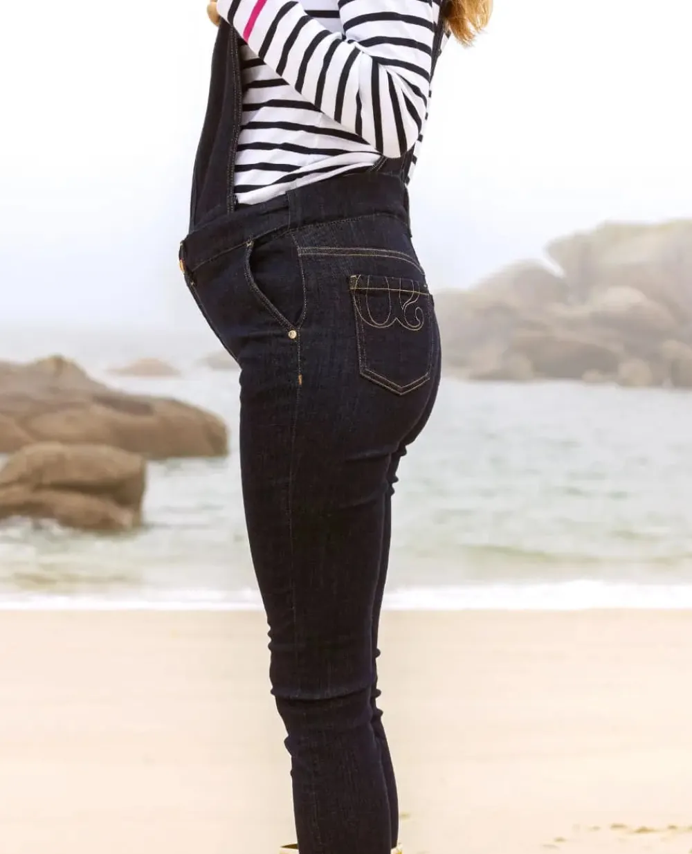 Cache Cœur Salopettes & Combinaisons|Jeans-Salopette de grossesse en jean Sharon brut