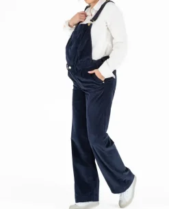 Cache Cœur Pantalons, Jupes & Shorts|Salopettes & Combinaisons-Salopette de grossesse en velours Clyde marine