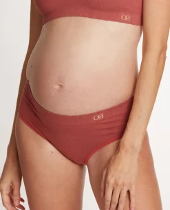 Cache Cœur Culottes De Grossesse|Culottes Et Shortys-Slip taille basse de maternité Zoé terracotta
