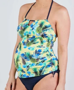 Cache Cœur Maillots De Bain De Grossesse|Maillots De Bain Allaitement-Tankini de grossesse Aloha jaune Motif