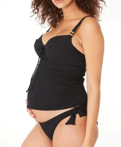 Cache Cœur Maillots De Bain De Grossesse|Maillots De Bain Allaitement-Tankini de grossesse avec armatures Porto Vecchio Noir