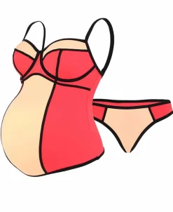 Cache Cœur Maillots De Bain De Grossesse|Maillots De Bain Allaitement-Tankini de grossesse avec armatures Rosy