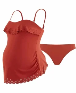 Cache Cœur Maillots De Bain De Grossesse|Maillots De Bain Allaitement-Tankini de grossesse Bloom cuivre Orange