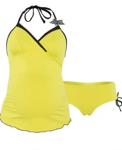 Cache Cœur Maillots De Bain De Grossesse|Maillots De Bain Allaitement-Tankini de grossesse Bora Bora anis Jaune
