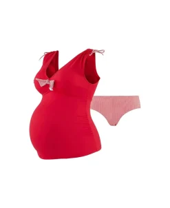 Cache Cœur Maillots De Bain De Grossesse|Maillots De Bain Allaitement-Tankini de grossesse St-Tropez Rouge