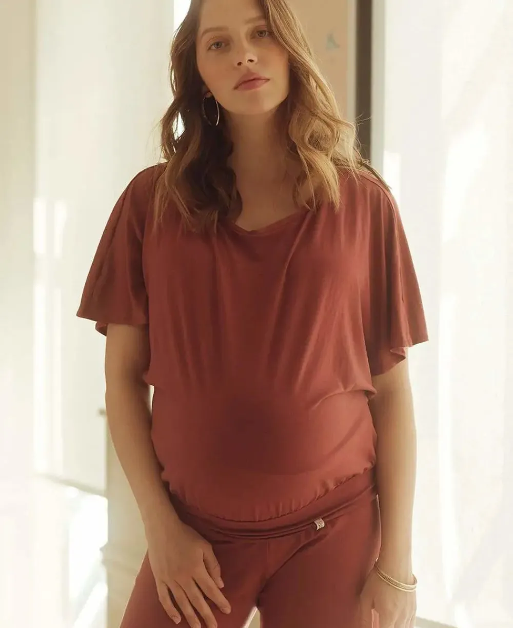 Cache Cœur Chemises Et Tops D'allaitement|Pyjamas & Homewear-Top de grossesse et d'allaitement Origin terracotta