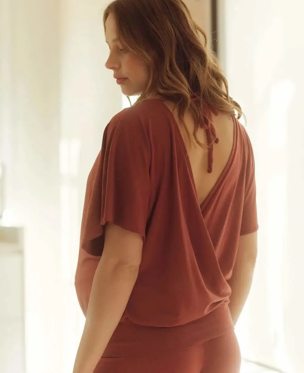 Cache Cœur Chemises Et Tops D'allaitement|Pyjamas & Homewear-Top de grossesse et d'allaitement Origin terracotta