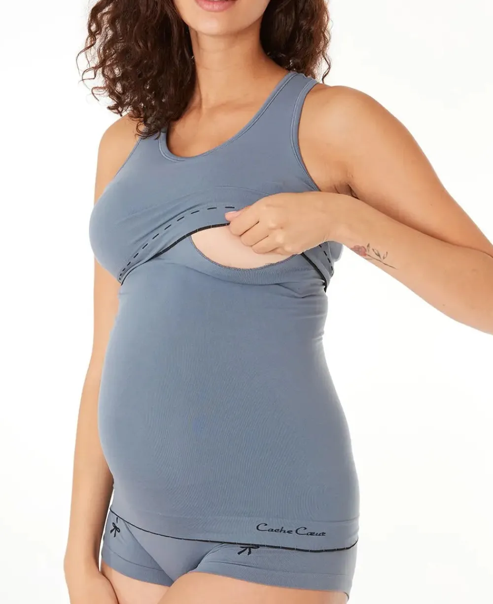 Cache Cœur Pyjamas & Homewear|Hauts-Top de grossesse et d'allaitement Illusion Gris