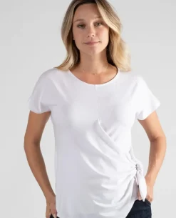 Cache Cœur Chemises Et Tops D'allaitement|Hauts-T-shirt de grossesse et d’allaitement Capucin blanc