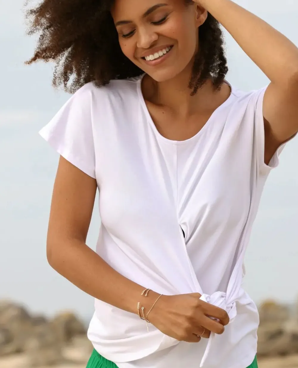 Cache Cœur Chemises Et Tops D'allaitement|Hauts-T-shirt de grossesse et d’allaitement Capucin blanc