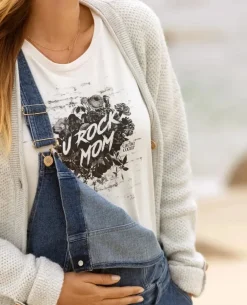 Cache Cœur Chemises Et Tops D'allaitement|Hauts-T-shirt de grossesse Rock noir