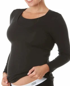 Cache Cœur Chemises Et Tops D'allaitement|Hauts-T-shirt de maternité et d'allaitement manches longues Life Noir