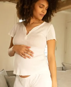 Cache Cœur Homewear|Chemises Et Tops D'allaitement-T-Shirt de maternité et d'allaitement Trousseau Naturel