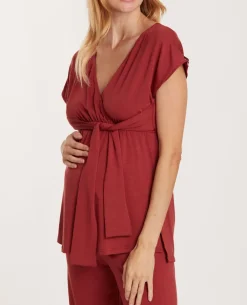 Cache Cœur Homewear|Chemises Et Tops D'allaitement-Tunique de grossesse et d’allaitement Origin Terracotta